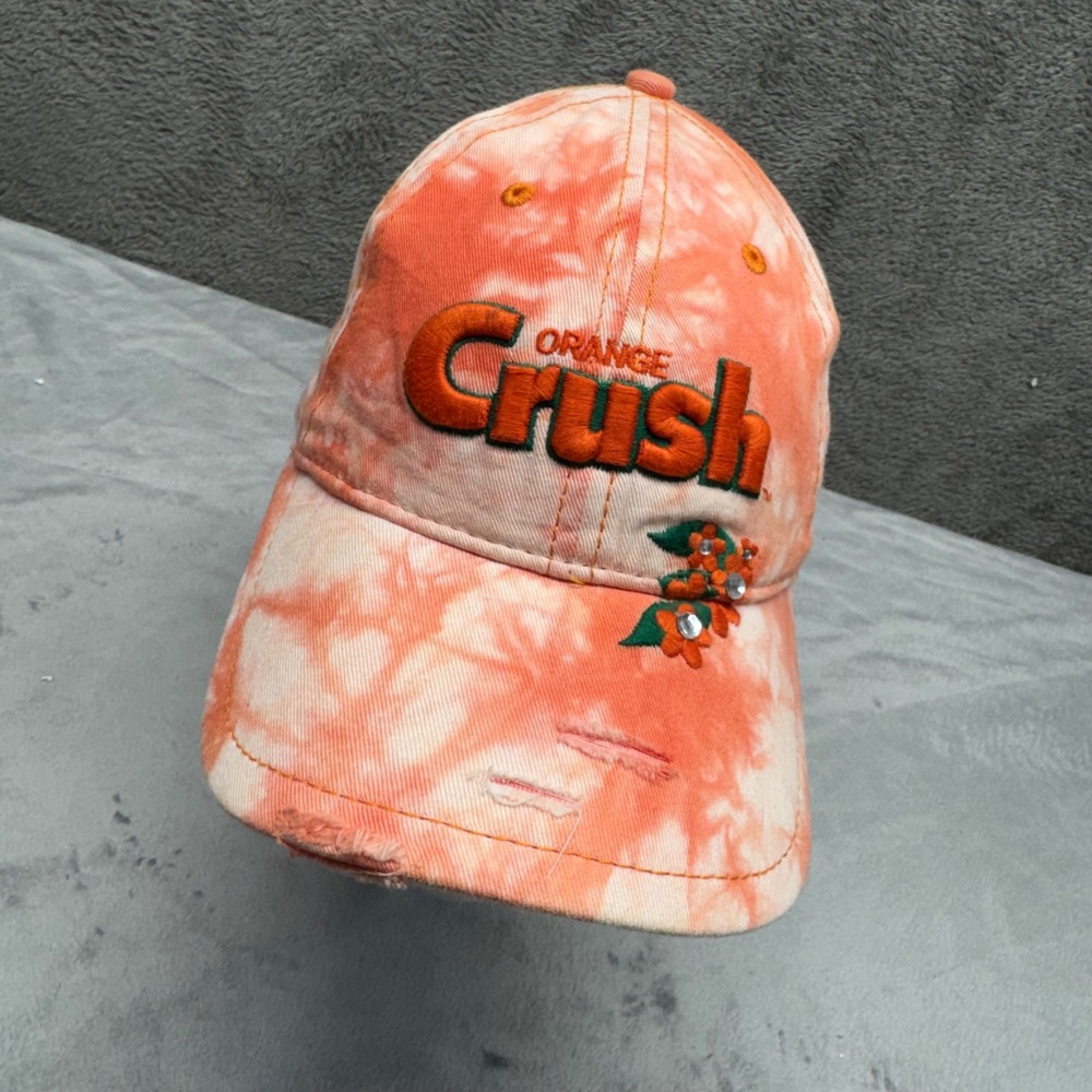 Orange Crush Tie Dye Distressed Baseball Cap Womens Summer Casual Fun